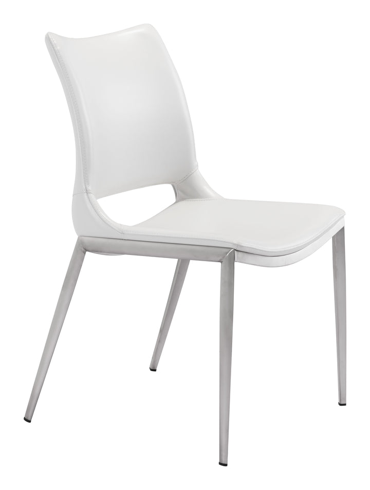 Zuo Ace Dining Chair (Set of 2) White & Silver