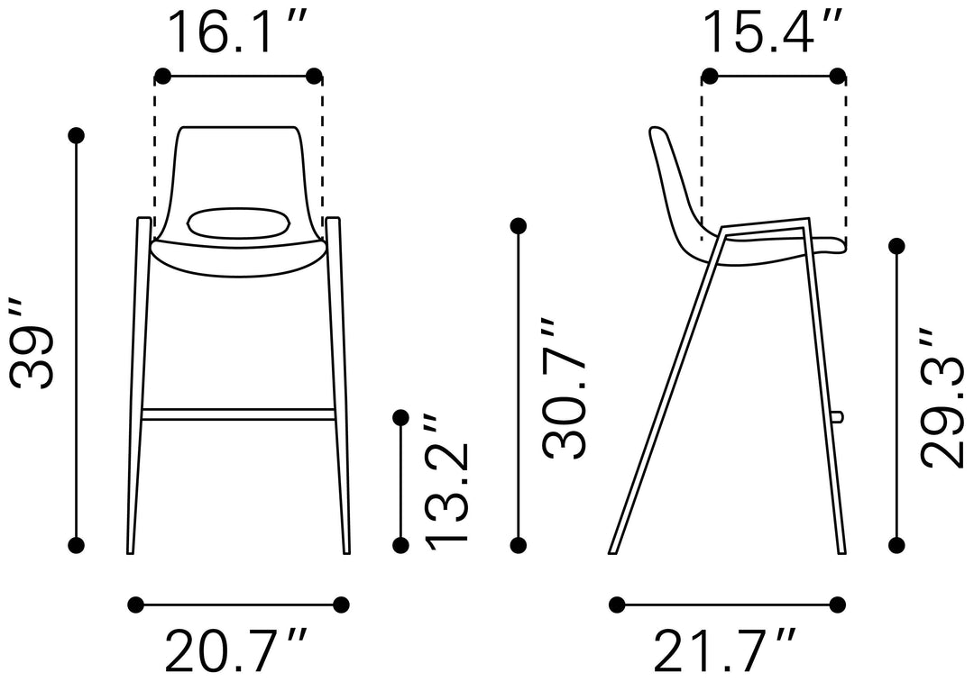 Zuo Desi Barstool (Set of 2) Beige & Walnut
