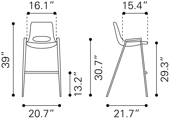 Zuo Desi Barstool (Set of 2) Beige & Walnut