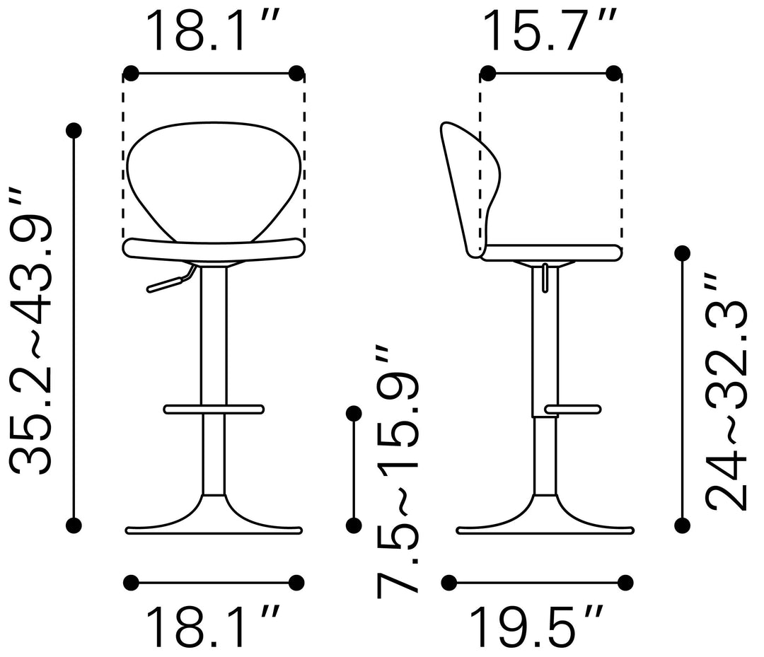 Zuo Salem Barstool Red