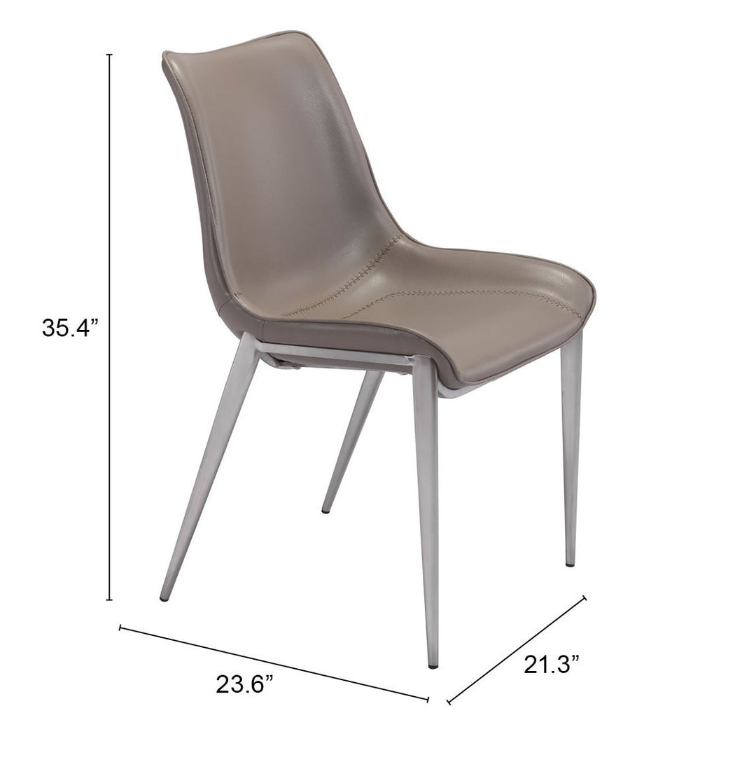 Zuo Magnus Dining Chair (Set of 2) Brown & Silver