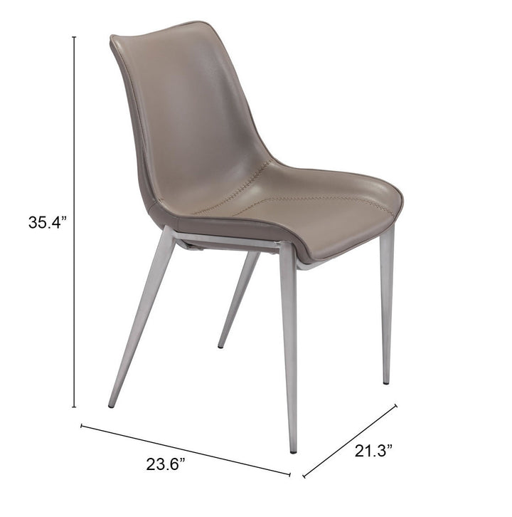 Zuo Magnus Dining Chair (Set of 2) Brown & Silver