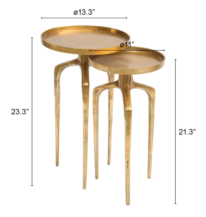 Zuo Como Accent Table Set (2-Piece) Antique Gold