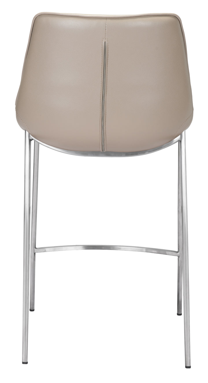 Zuo Magnus Counter Stool (Set of 2) Brown & Silver