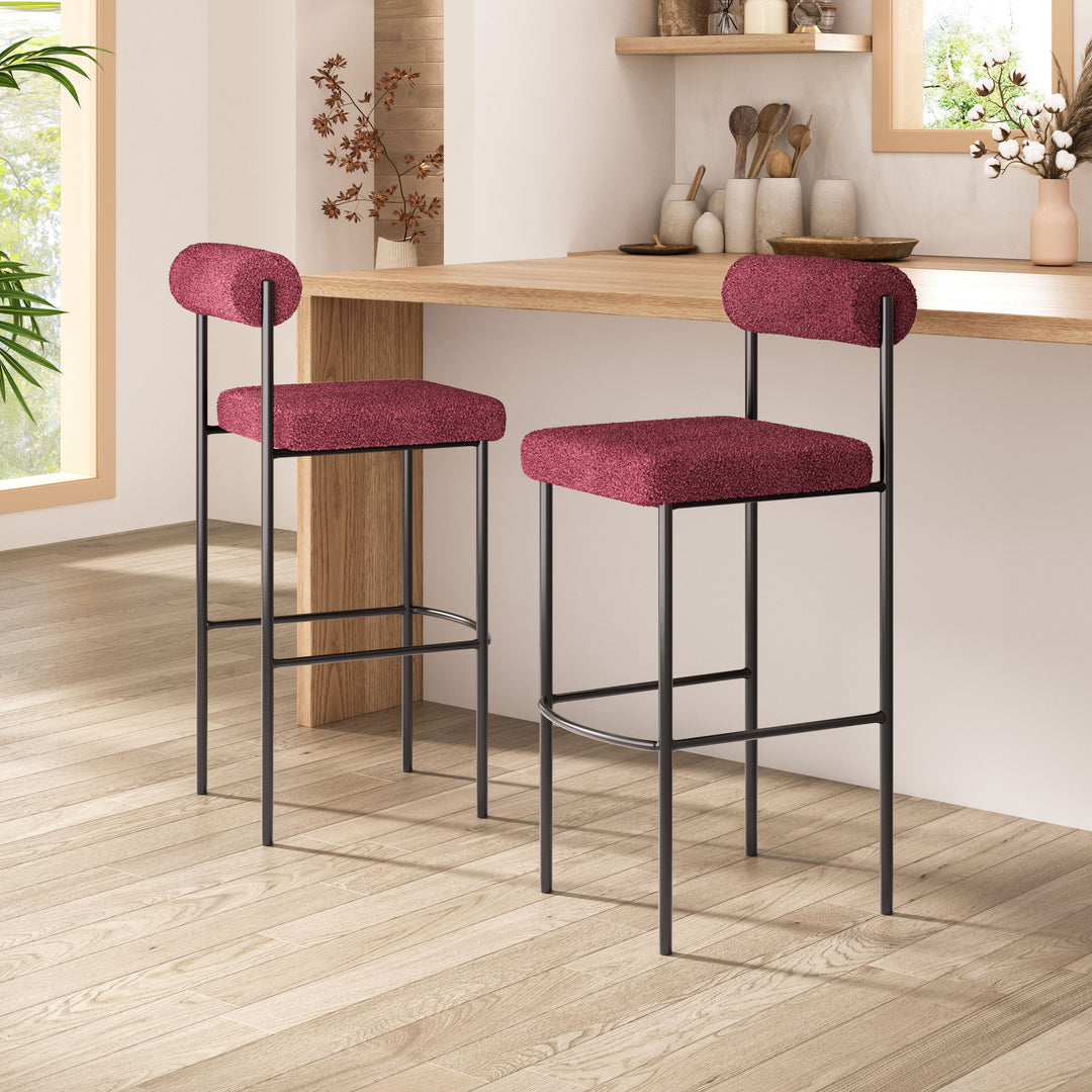 Zuo Livorno Barstool (Set of 2) Red & Bronze