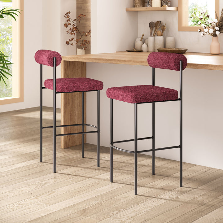 Zuo Livorno Barstool (Set of 2) Red & Bronze