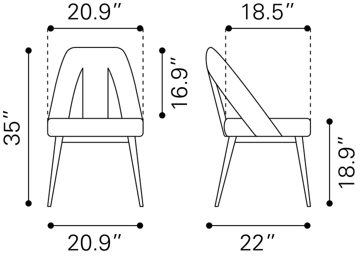 Zuo Artus Dining Chair Gray