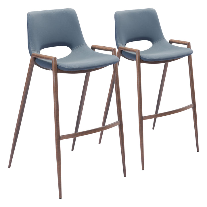 Zuo Desi Barstool (Set of 2) Azure Gray & Walnut