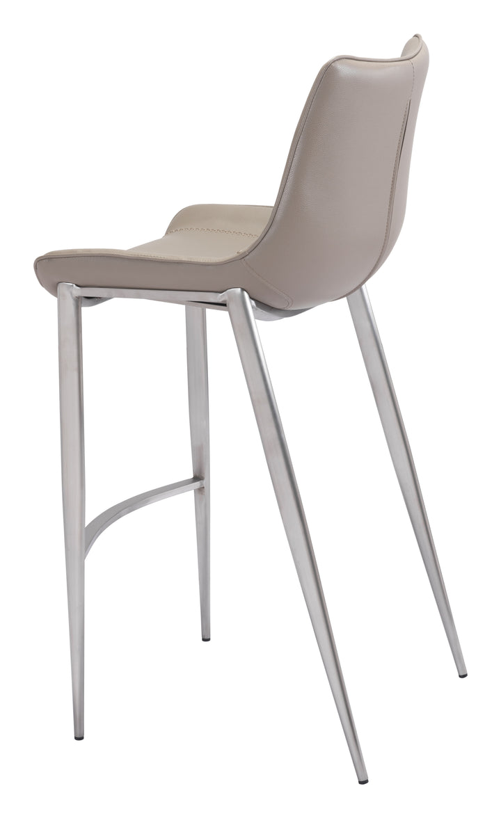 Zuo Magnus Barstool (Set of 2) Brown & Silver