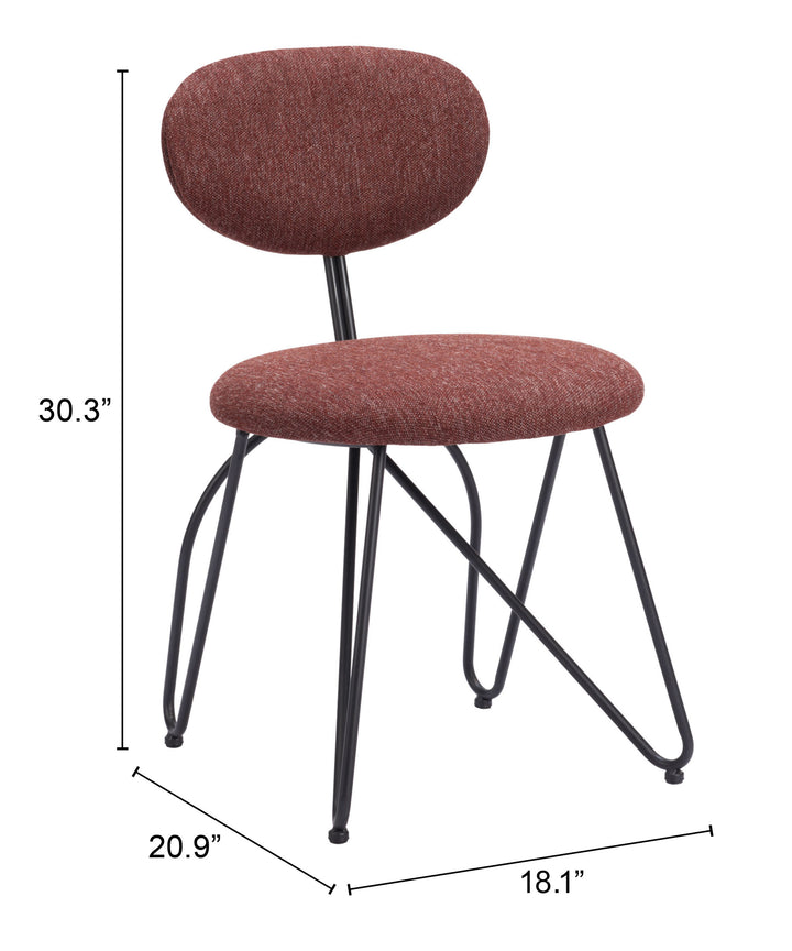 Zuo Novi Dining Chair (Set of 2) Maroon Brown