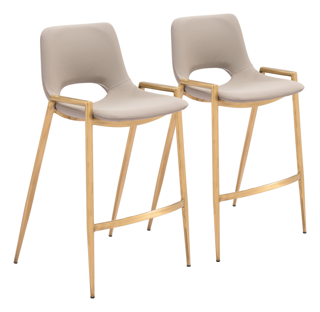 Zuo Desi Counter Stool (Set of 2) Beige & Gold
