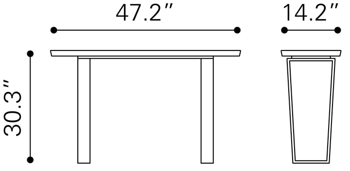 Zuo Atlas Console Table White & Gold