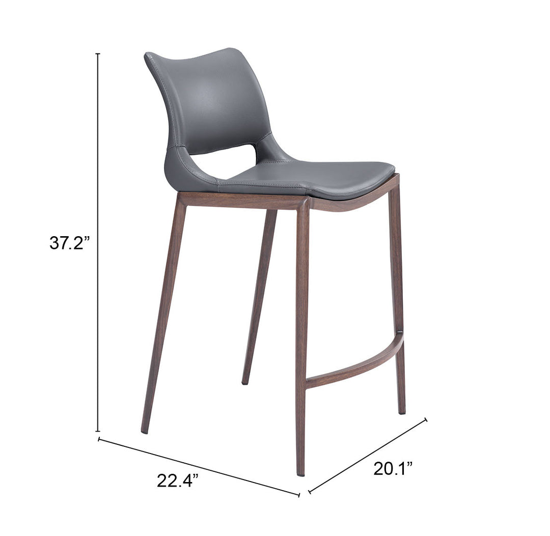 Zuo Ace Counter Stool (Set of 2) Dark Gray & Walnut