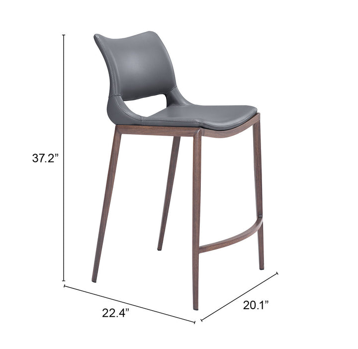 Zuo Ace Counter Stool (Set of 2) Dark Gray & Walnut