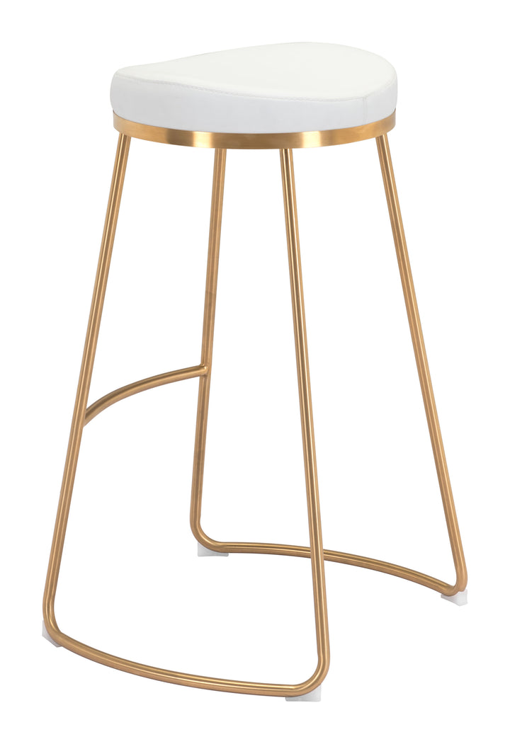 Zuo Bree Barstool (Set of 2) White & Gold