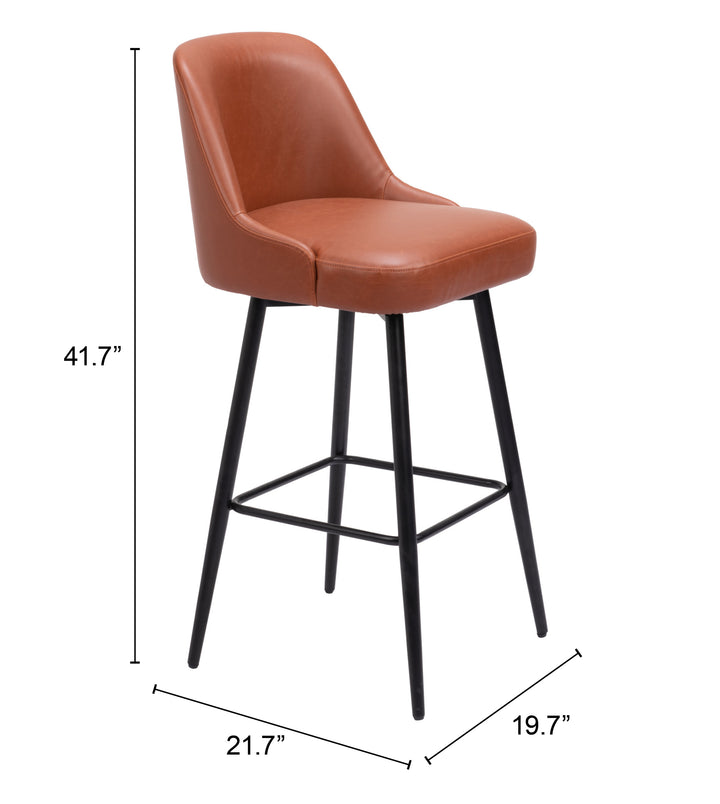 Zuo Keppel Swivel Barstool Brown