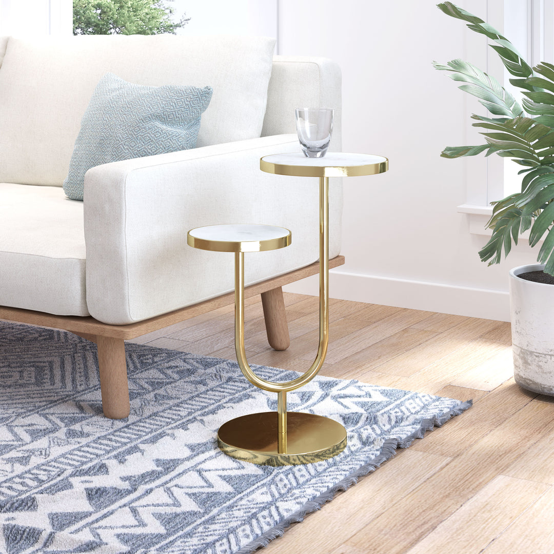 Zuo Marc Side Table White & Gold