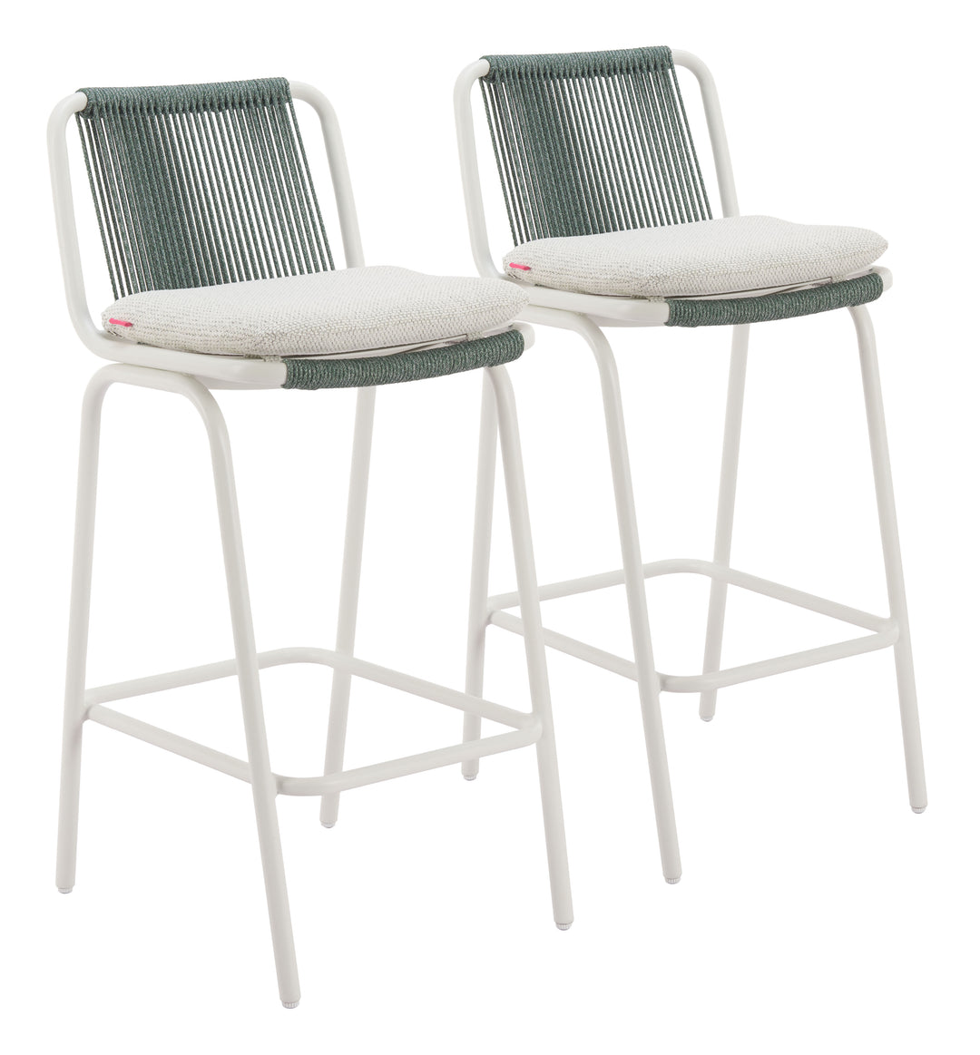 Zuo Luft Barstool (Set of 2) White & Green