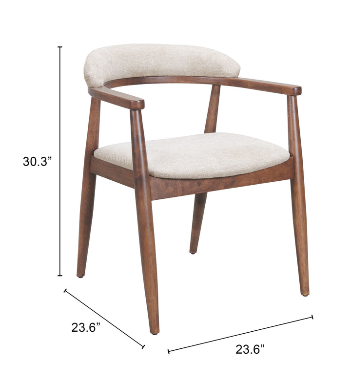 Zuo Goka Dining Chair Beige & Walnut