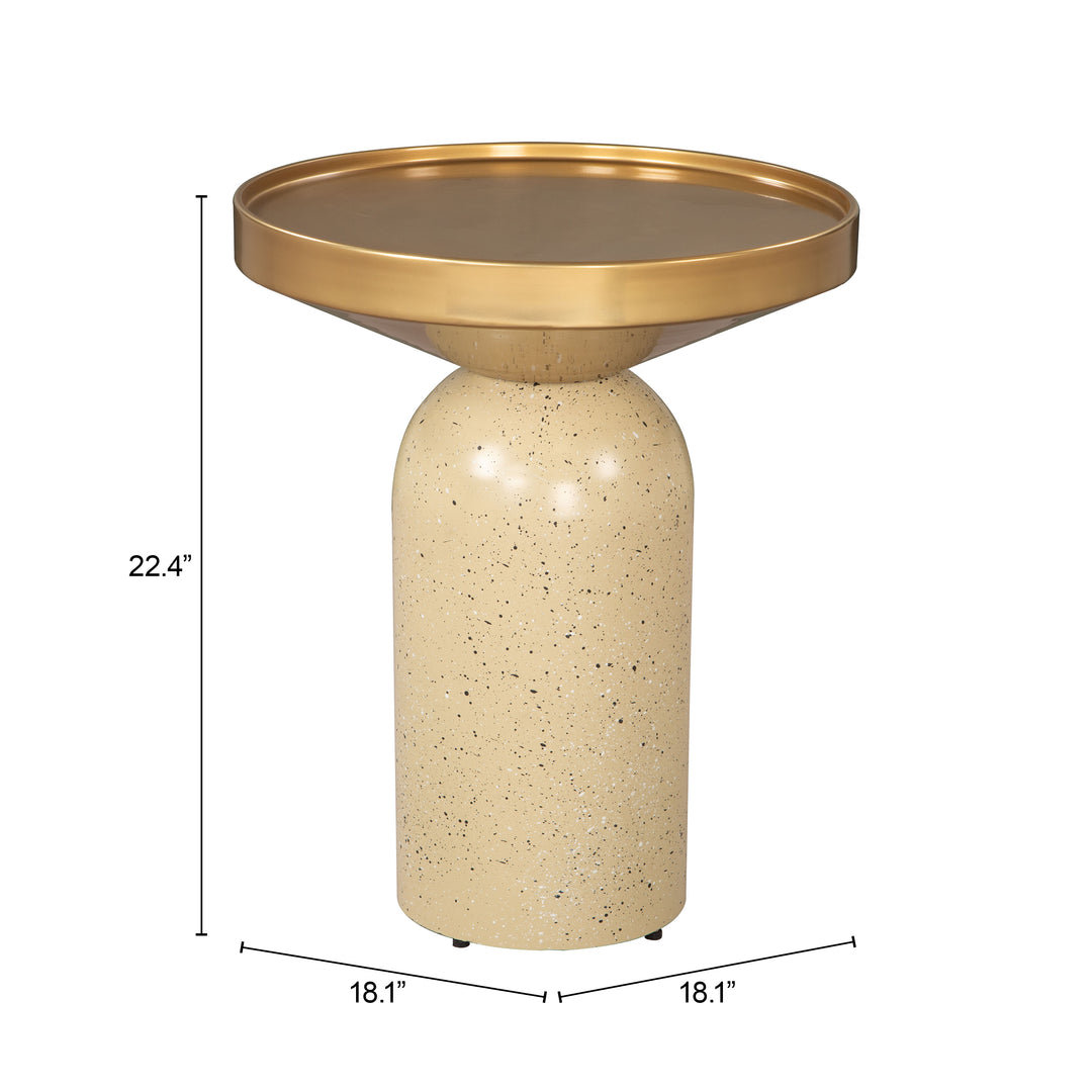 Zuo Cendre Side Table Gold & Beige