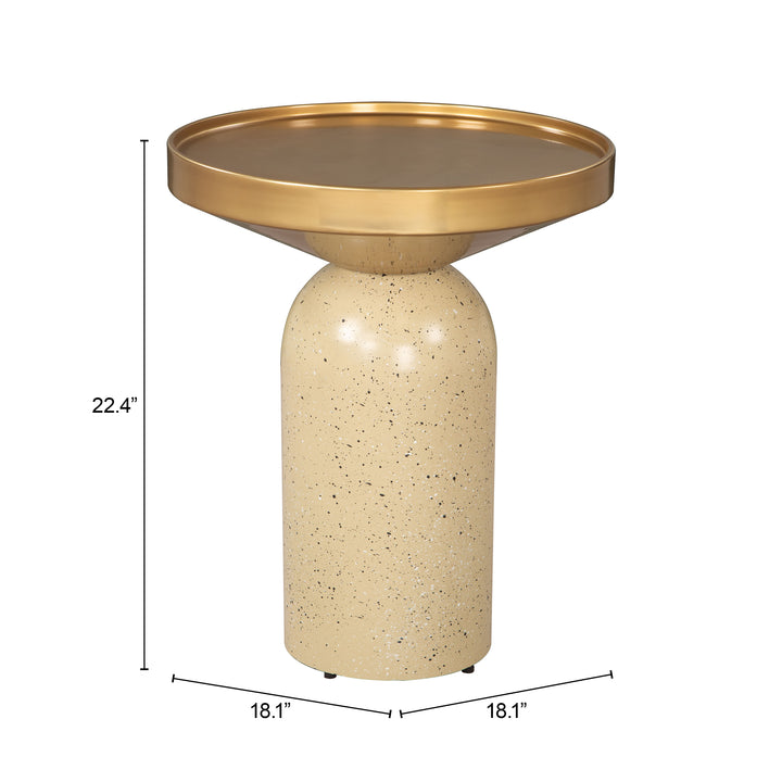 Zuo Cendre Side Table Gold & Beige