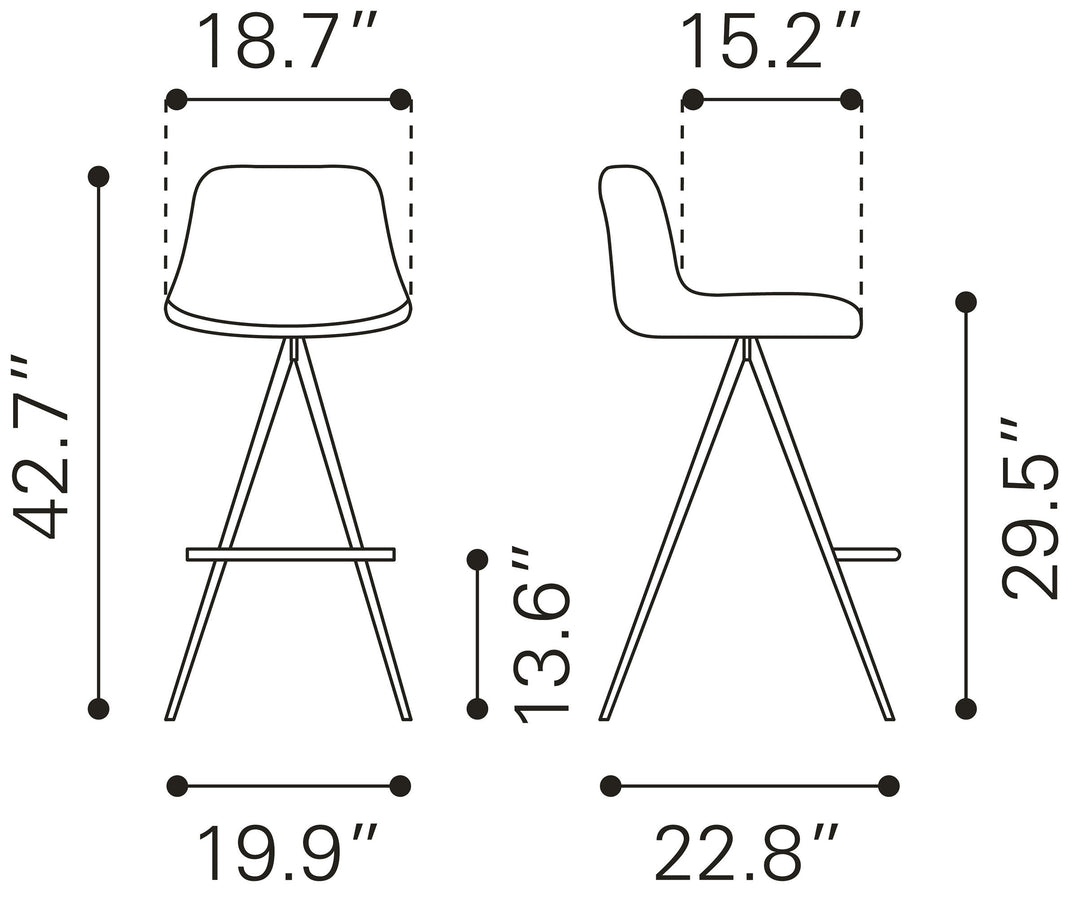 Zuo Aki Barstool (Set of 2) Black