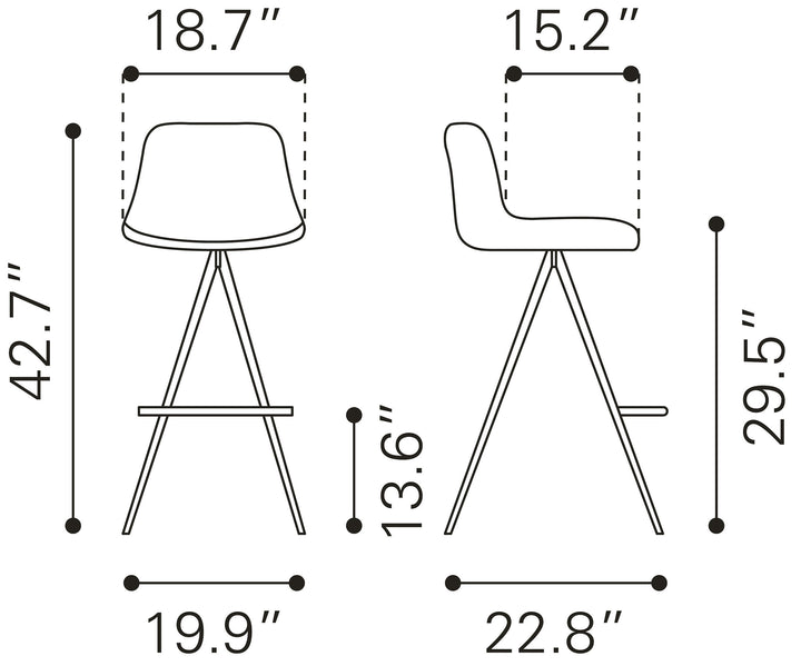 Zuo Aki Barstool (Set of 2) Black