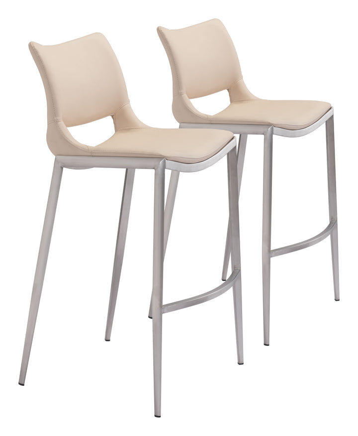 Zuo Ace Barstool (Set of 2) Light Pink & Silver