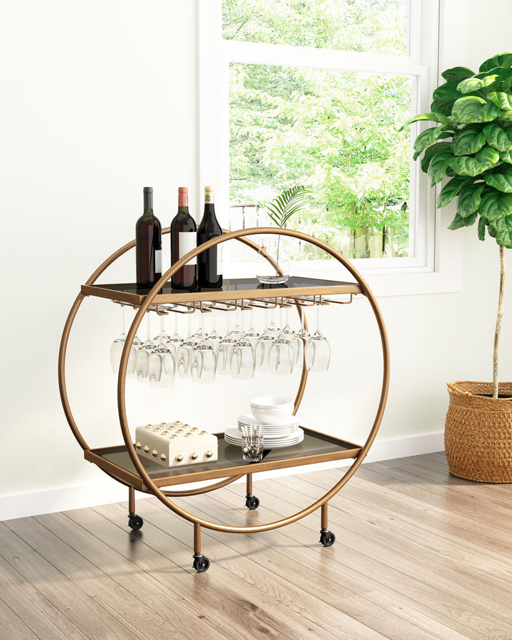 Zuo Arc Bar Cart Brass & Black