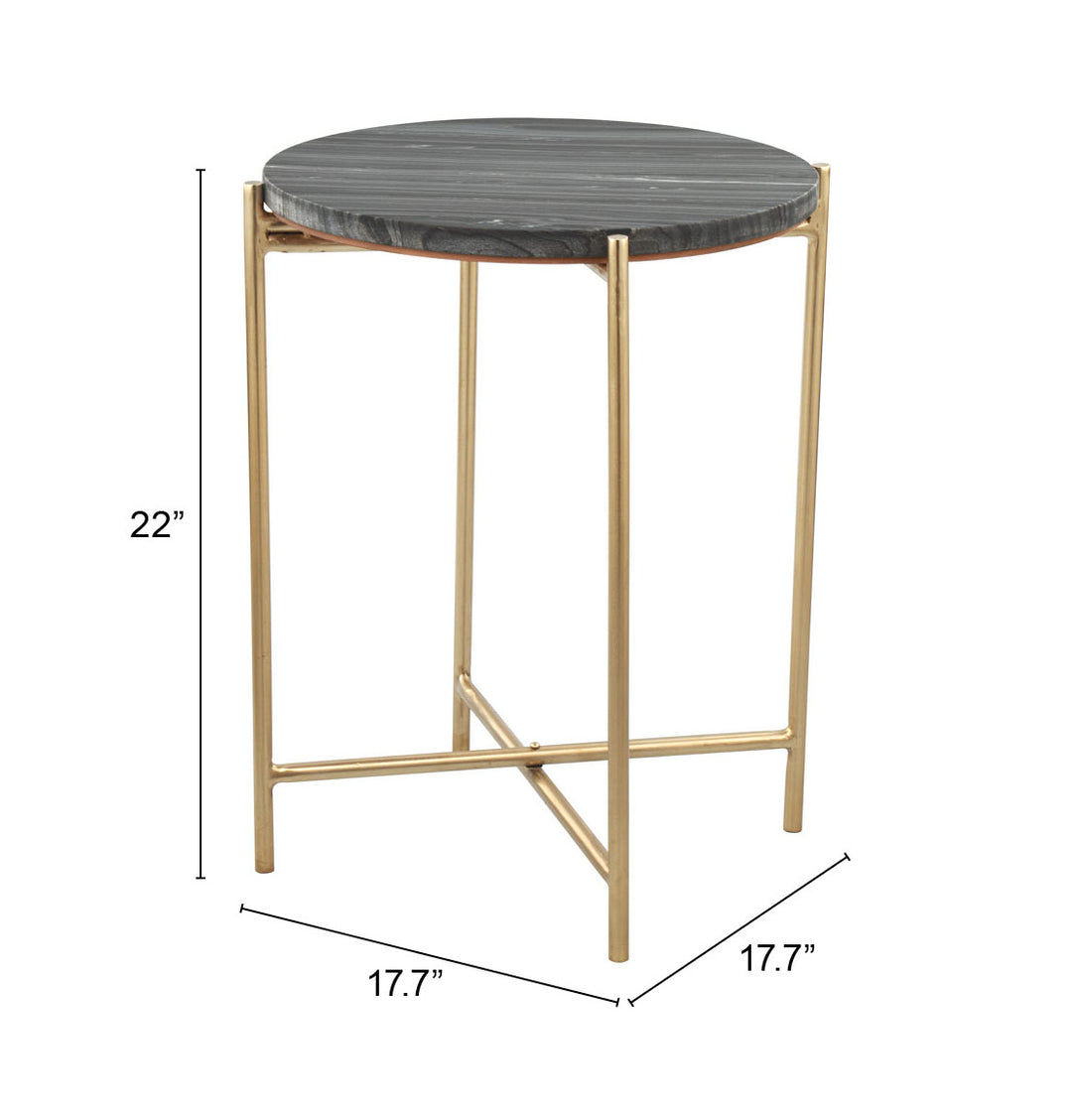 Zuo David Side Table Gray & Gold