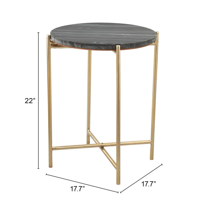 Zuo David Side Table Gray & Gold