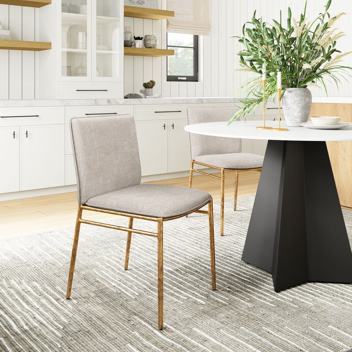 Zuo Nordvest Dining Chair Beige & Gold