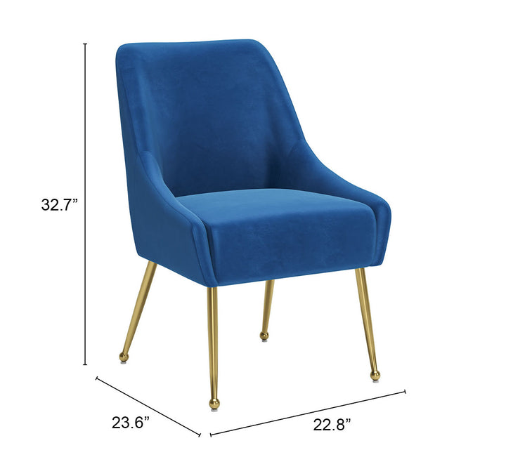 Zuo Maxine Dining Chair Navy Blue & Gold