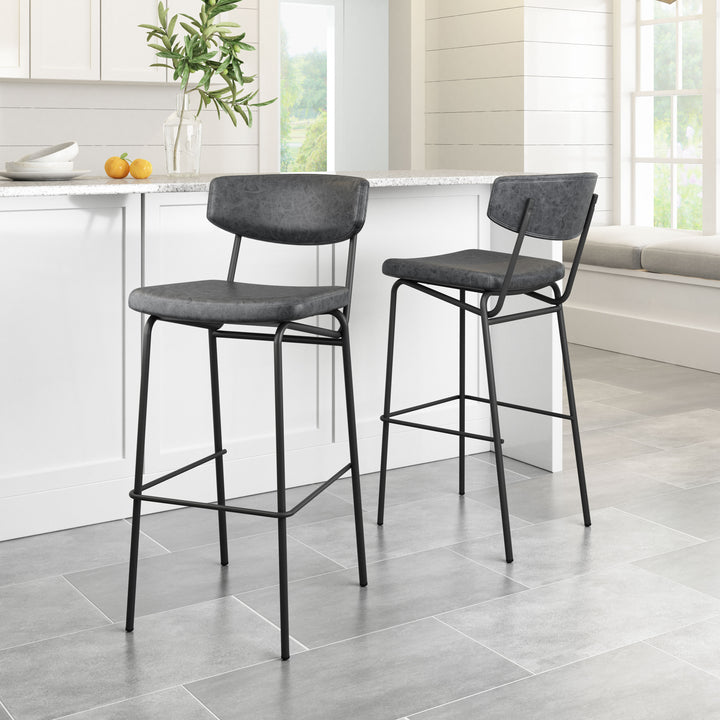 Zuo Charon Barstool (Set of 2) Vintage Black
