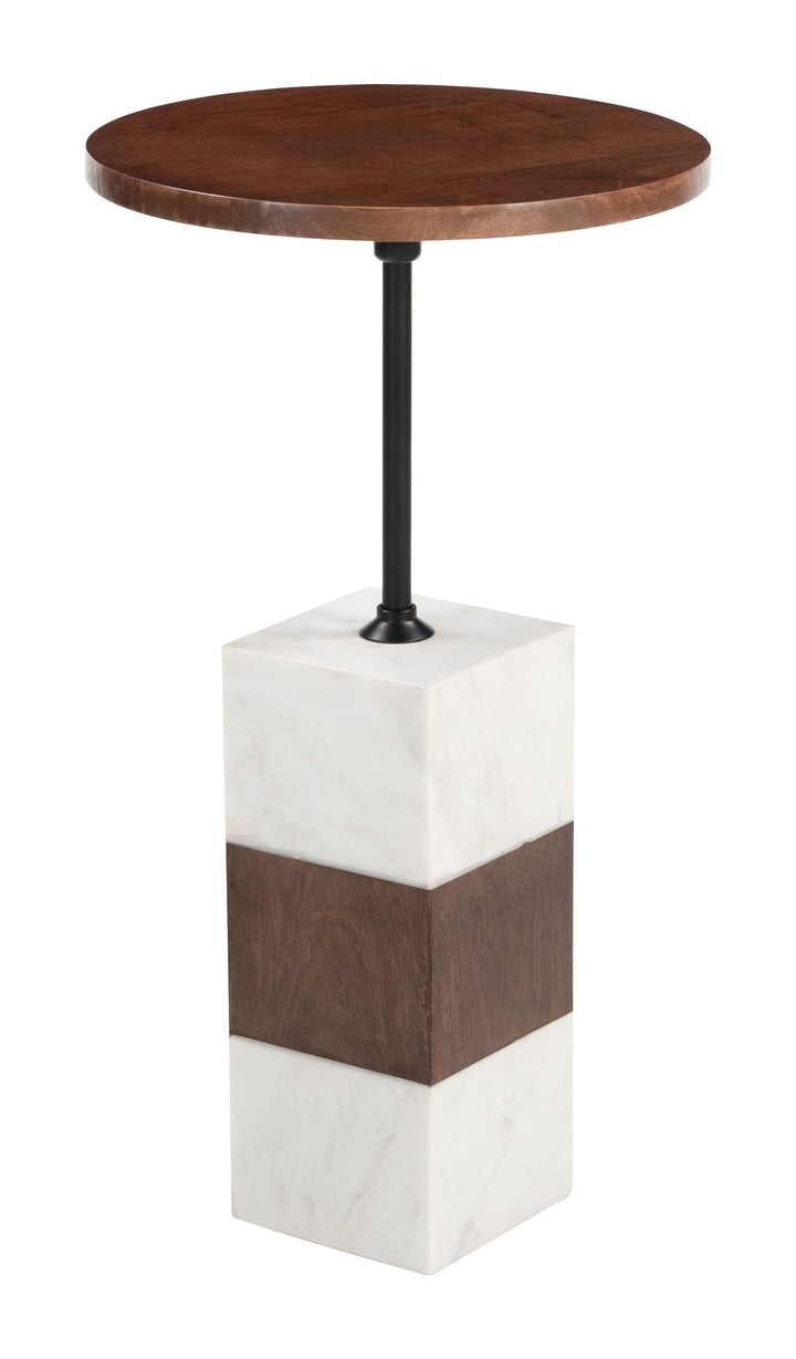 Zuo Stuk Side Table Brown & White