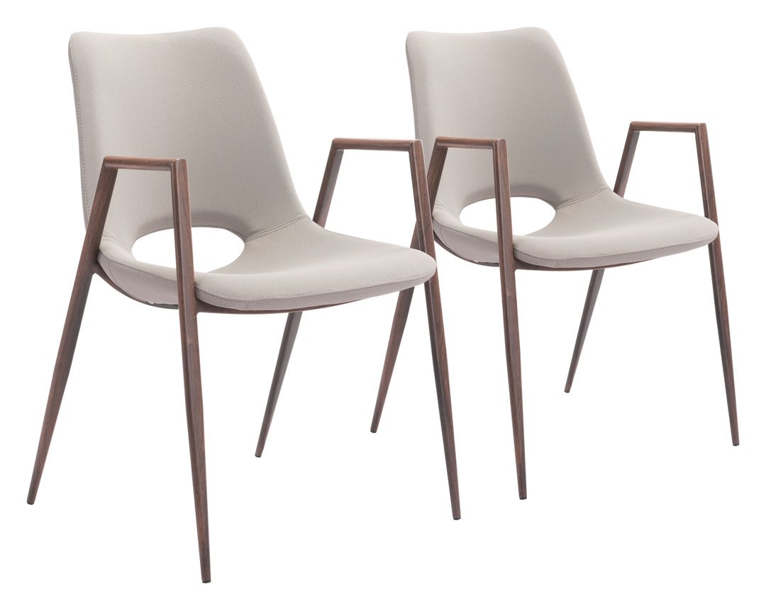 Zuo Desi Dining Chair (Set of 2) Beige & Walnut