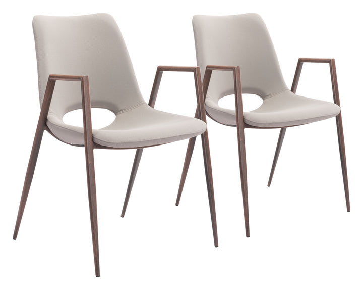 Zuo Desi Dining Chair (Set of 2) Beige & Walnut
