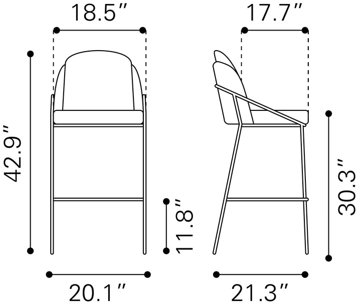 Zuo Jambi Barstool (Set of 2) Black & White