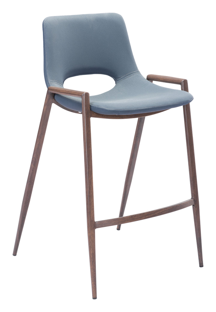 Zuo Desi Counter Stool (Set of 2) Azure Gray & Walnut