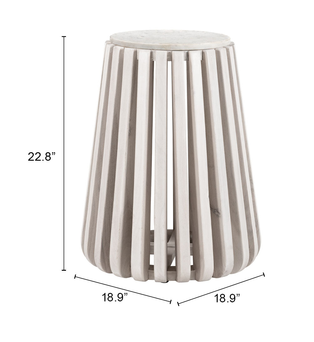 Zuo Cyprus Side Table White & Whitewashed