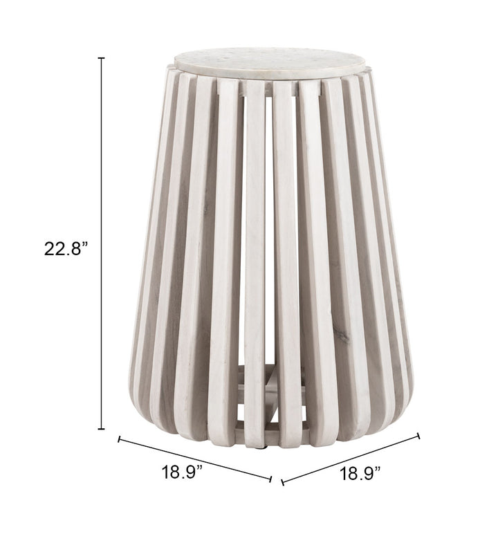 Zuo Cyprus Side Table White & Whitewashed
