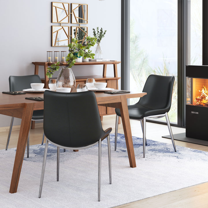Zuo Magnus Dining Chair (Set of 2) Black & Silver