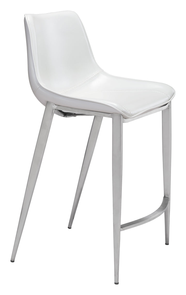Zuo Magnus Counter Stool (Set of 2) White & Silver
