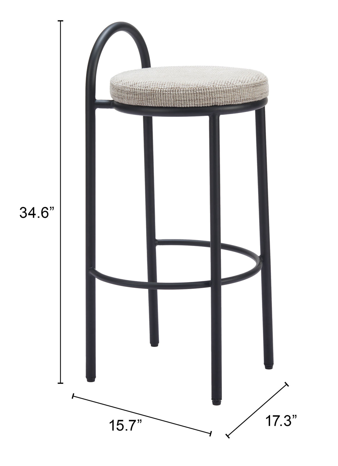 Zuo Sisal Barstool (Set of 2) Beige Tweed
