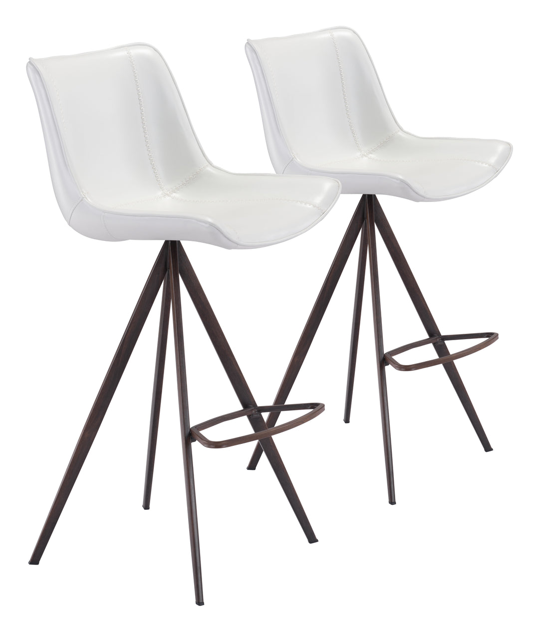 Zuo Aki Barstool (Set of 2) White & Walnut