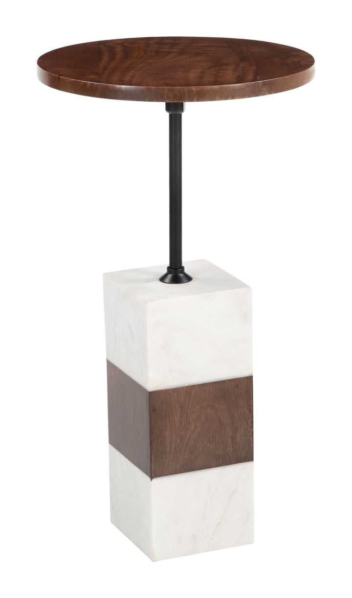 Zuo Stuk Side Table Brown & White