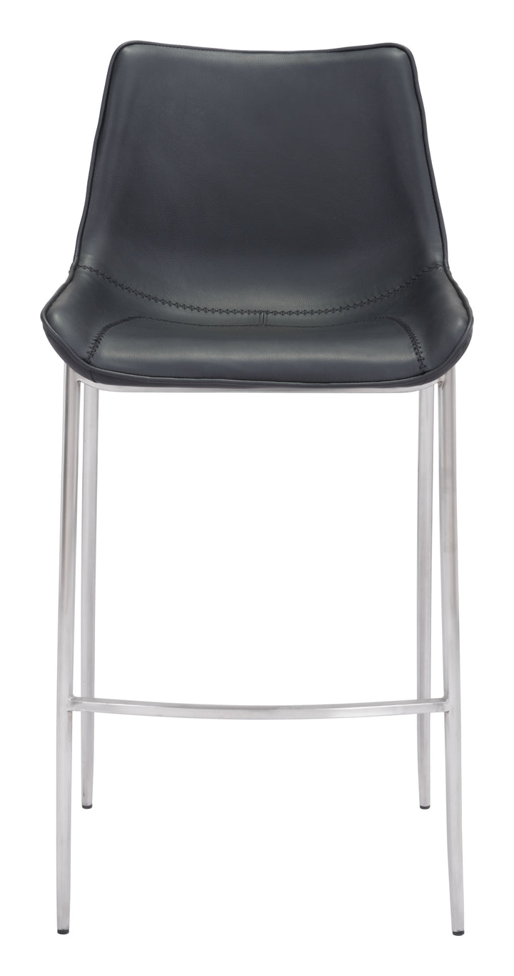Zuo Magnus Barstool (Set of 2) Black & Silver