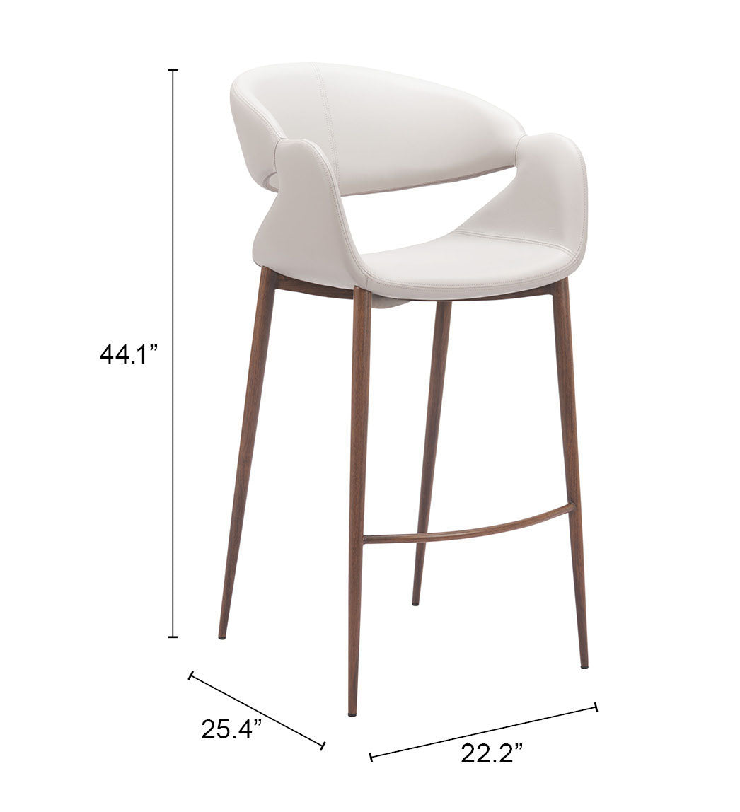 Zuo Limay Barstool (Set of 2) Beige & Walnut