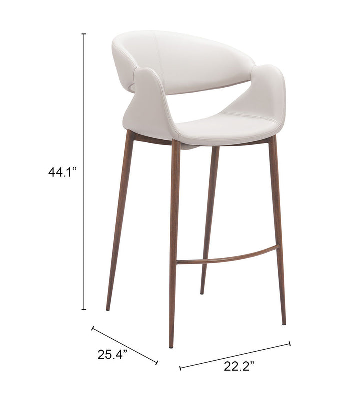 Zuo Limay Barstool (Set of 2) Beige & Walnut