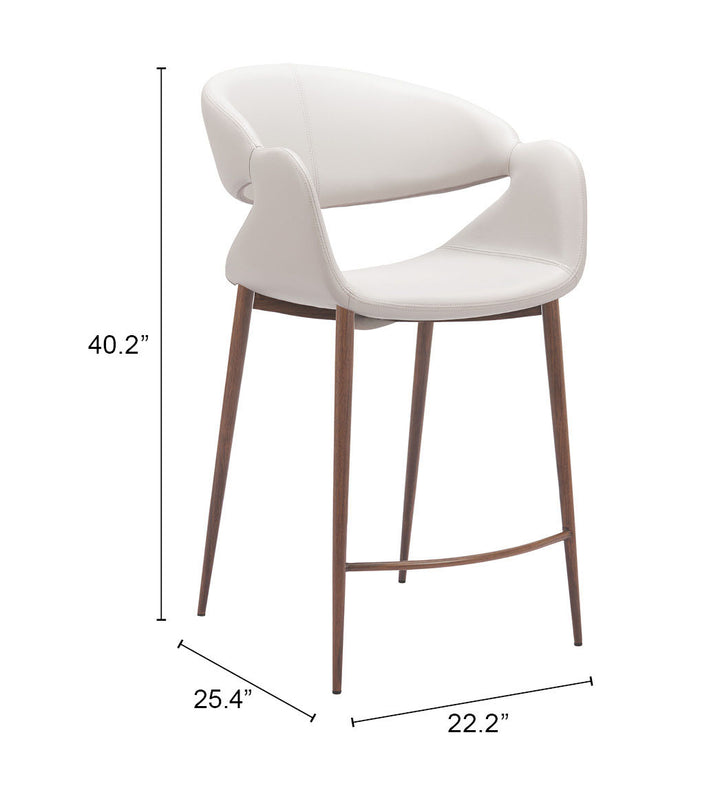 Zuo Limay Counter Stool (Set of 2) Beige & Walnut